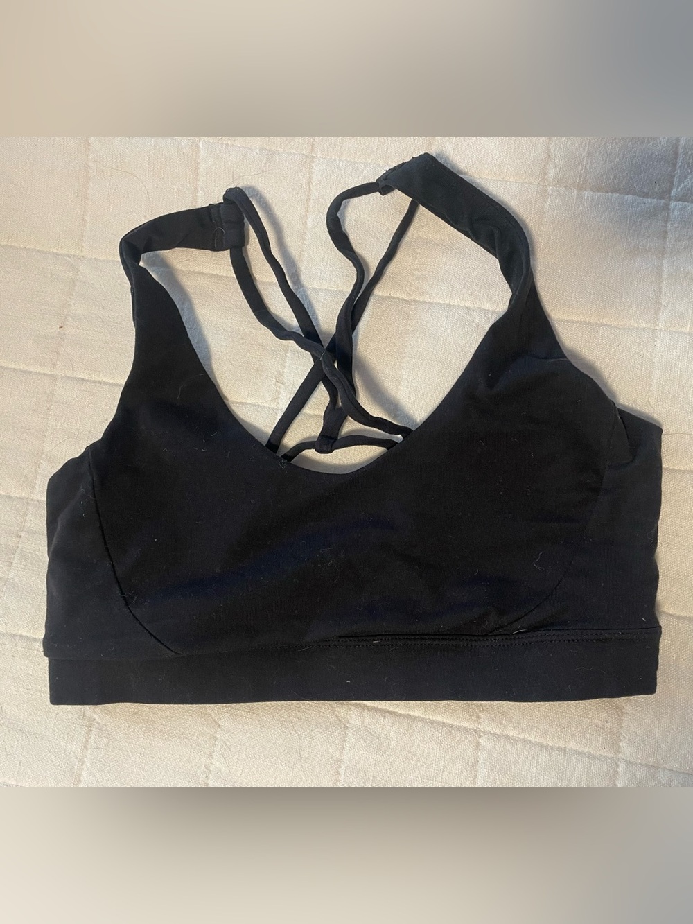 Women's Beyond Yoga Black Strappy Low-Impact Sports Bra